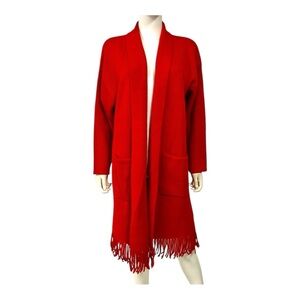 Y2K Side Effects Red Women's Sweater Coat Cardigan with Fringe